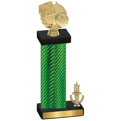 Accented Single Green Carbon Fiber Victory Basketball Trophy