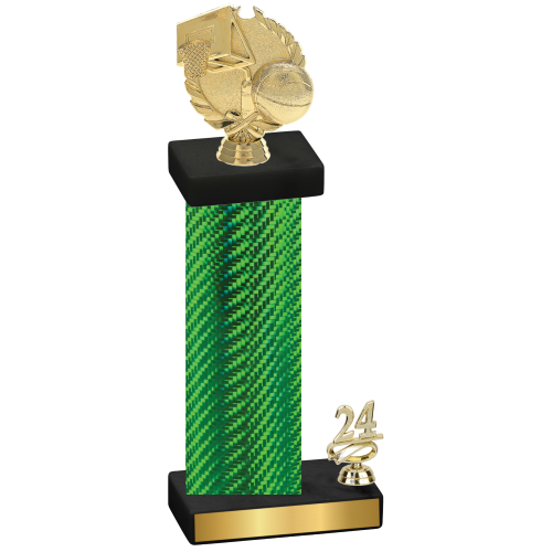 Accented Single Green Carbon Fiber Year Basketball Trophy