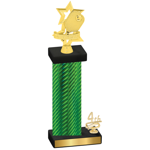 Accented Single Green Carbon Fiber Fourth Place Pickleball Trophy