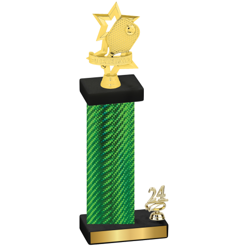 Accented Single Green Carbon Fiber Year Pickleball Trophy