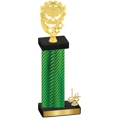 Accented Single Green Carbon Fiber First Place Pickleball Trophy