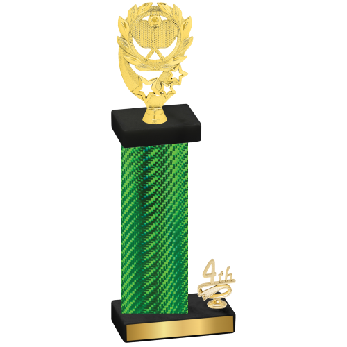 Accented Single Green Carbon Fiber Fourth Place Pickleball Trophy