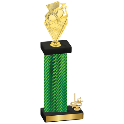 Accented Single Green Carbon Fiber First Place Pickleball Trophy