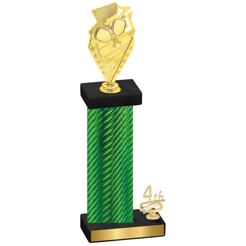 Accented Single Green Carbon Fiber Fourth Place Pickleball Trophy