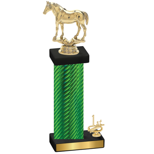 Accented Single Green Carbon Fiber First Place Horses Trophy