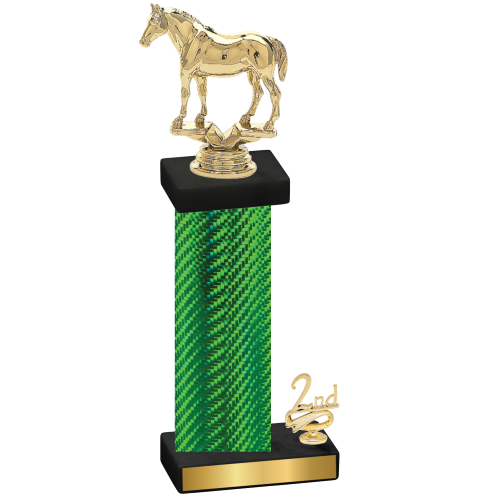 Accented Single Green Carbon Fiber Second Place Horses Trophy