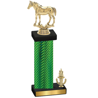 Accented Single Green Carbon Fiber Victory Horses Trophy