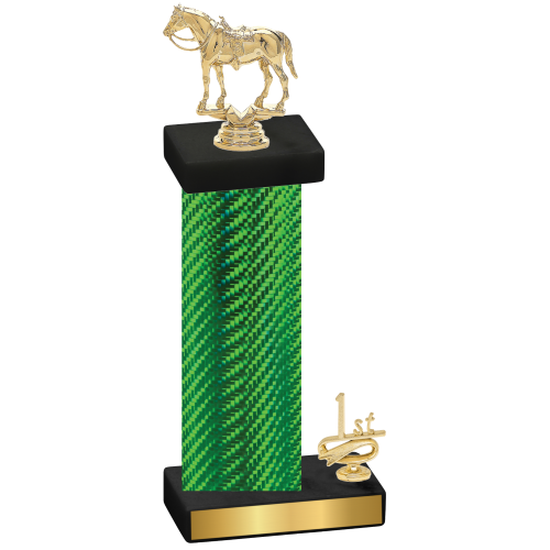 Accented Single Green Carbon Fiber First Place Horses Trophy