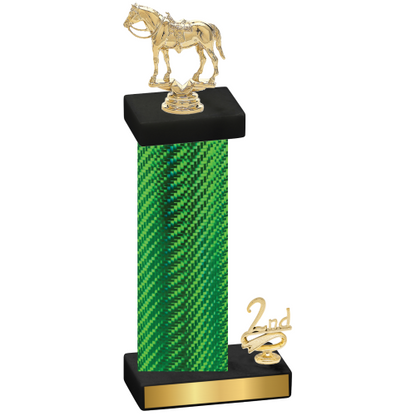 Accented Single Green Carbon Fiber Second Place Horses Trophy