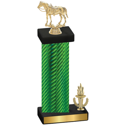 Accented Single Green Carbon Fiber Victory Horses Trophy