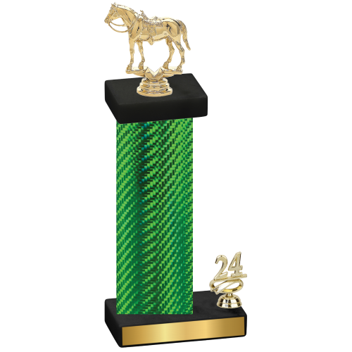 Accented Single Green Carbon Fiber Year Horses Trophy