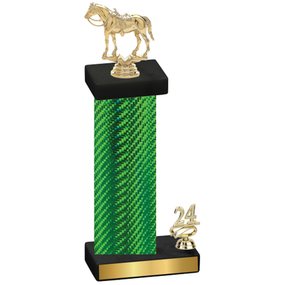 Accented Single Green Carbon Fiber Year Horses Trophy