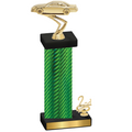 Accented Single Green Carbon Fiber Second Place Cars Trophy