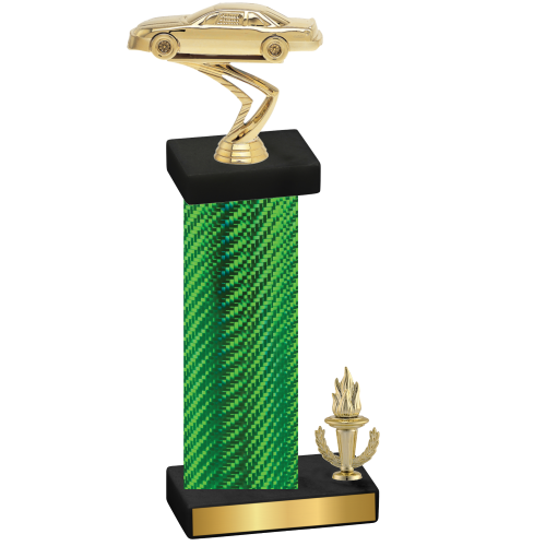 Accented Single Green Carbon Fiber Victory Cars Trophy