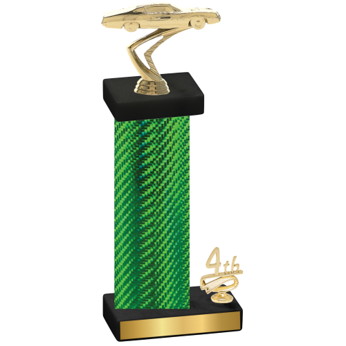 Accented Single Green Carbon Fiber Fourth Place Cars Trophy