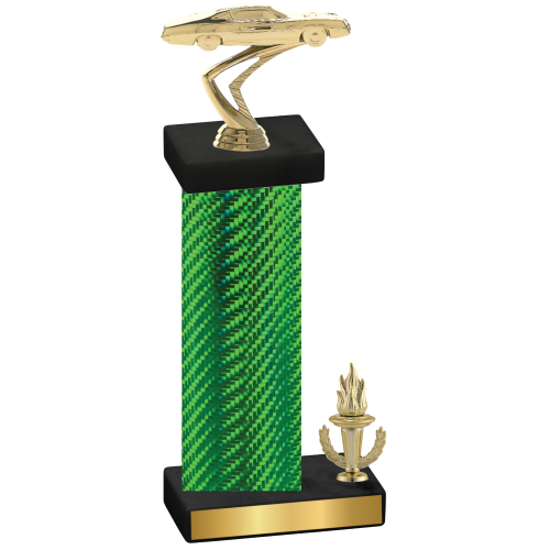 Accented Single Green Carbon Fiber Victory Cars Trophy