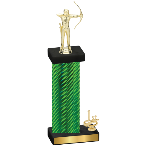 Accented Single Green Carbon Fiber First Place Archery Trophy