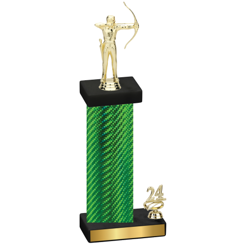 Accented Single Green Carbon Fiber Year Archery Trophy