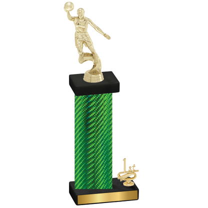 Accented Single Green Carbon Fiber First Place Basketball Trophy