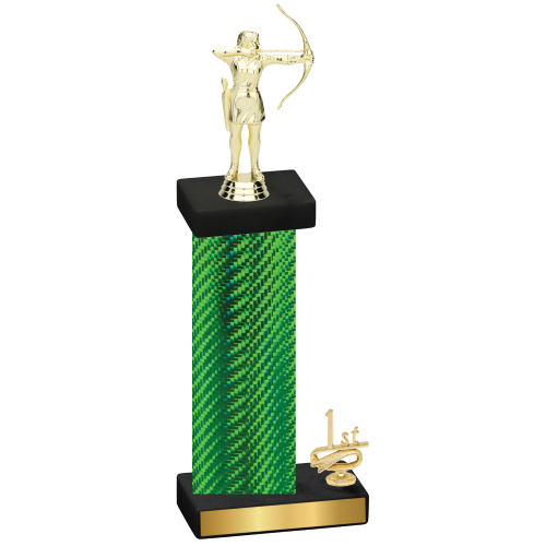 Accented Single Green Carbon Fiber First Place Archery Trophy