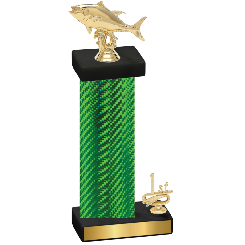 Accented Single Green Carbon Fiber First Place Fishing Trophy