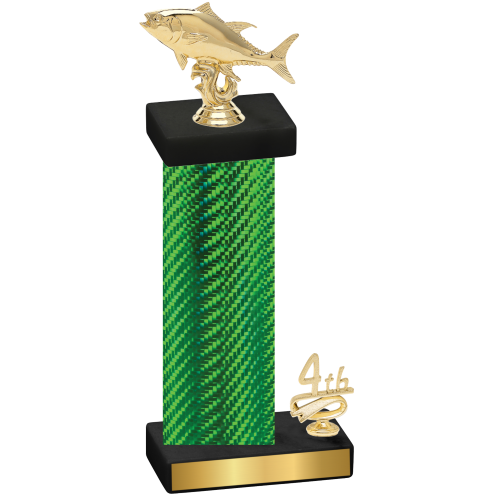 Accented Single Green Carbon Fiber Fourth Place Fishing Trophy