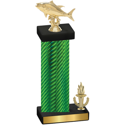 Accented Single Green Carbon Fiber Victory Fishing Trophy