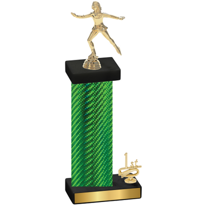 Accented Single Green Carbon Fiber First Place Skater Trophy