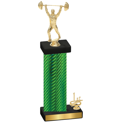 Accented Single Green Carbon Fiber First Place Weights Trophy