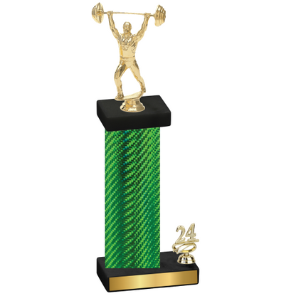 Accented Single Green Carbon Fiber Year Weights Trophy