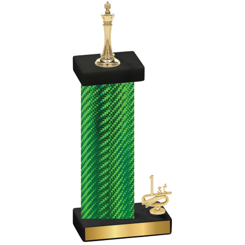 Accented Single Green Carbon Fiber First Place Chess Trophy