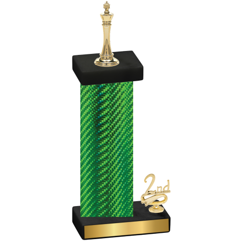 Accented Single Green Carbon Fiber Second Place Chess Trophy