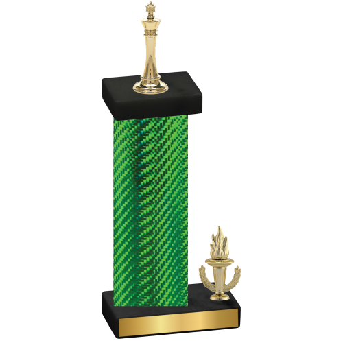 Accented Single Green Carbon Fiber Victory Chess Trophy