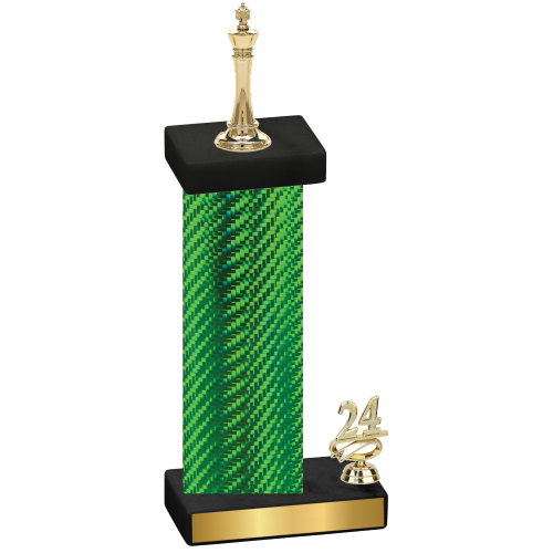 Accented Single Green Carbon Fiber Year Chess Trophy