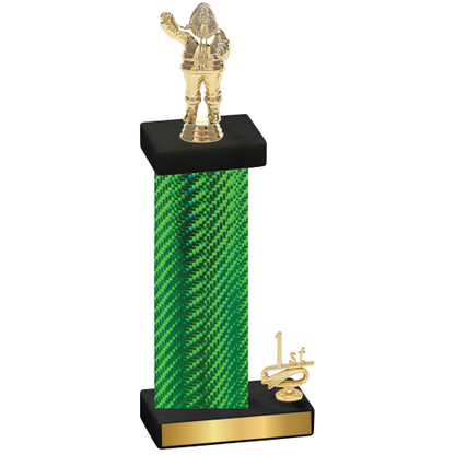 Accented Single Green Carbon Fiber First Place Holiday Trophy