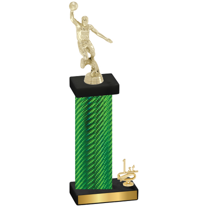 Accented Single Green Carbon Fiber First Place Basketball Trophy