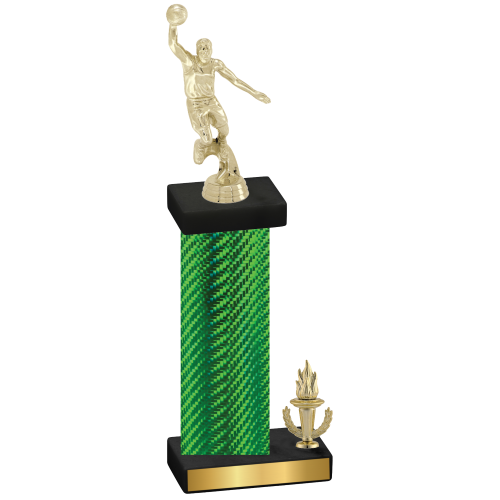 Accented Single Green Carbon Fiber Victory Basketball Trophy