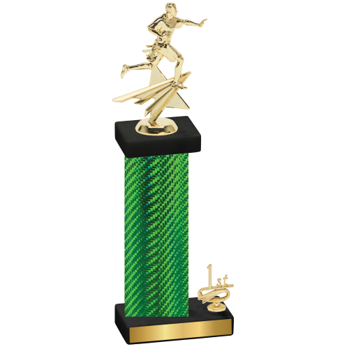 Accented Single Green Carbon Fiber First Place Flag Football Trophy