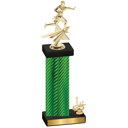 Accented Single Green Carbon Fiber First Place Flag Football Trophy