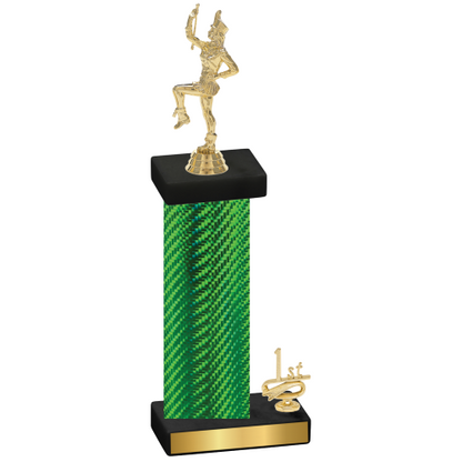 Accented Single Green Carbon Fiber First Place Majorette Trophy