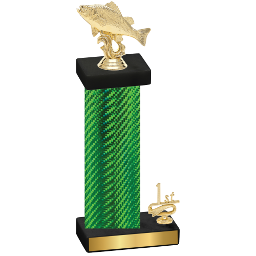 Accented Single Green Carbon Fiber First Place Fishing Trophy