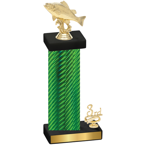 Accented Single Green Carbon Fiber Third Place Fishing Trophy