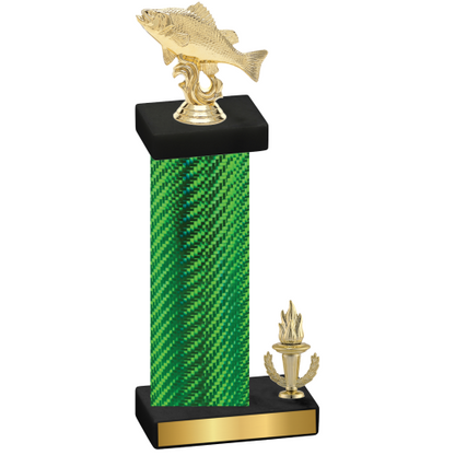 Accented Single Green Carbon Fiber Victory Fishing Trophy