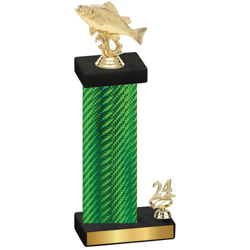 Accented Single Green Carbon Fiber Year Fishing Trophy