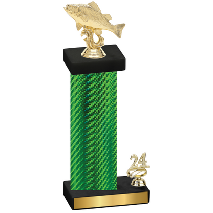 Accented Single Green Carbon Fiber Year Fishing Trophy