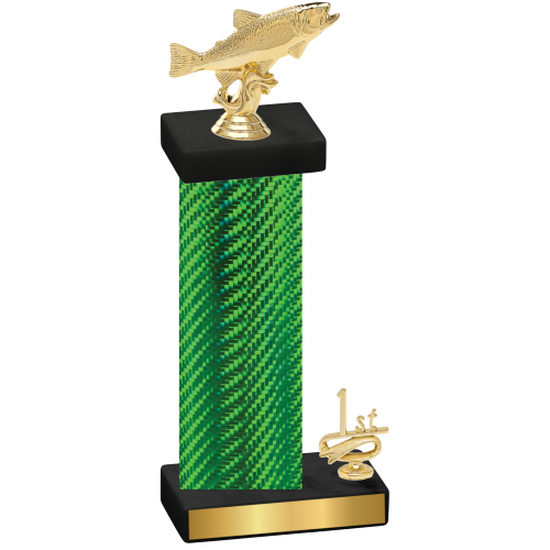 Accented Single Green Carbon Fiber First Place Fishing Trophy