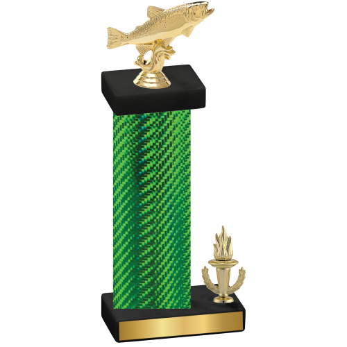 Accented Single Green Carbon Fiber Victory Fishing Trophy