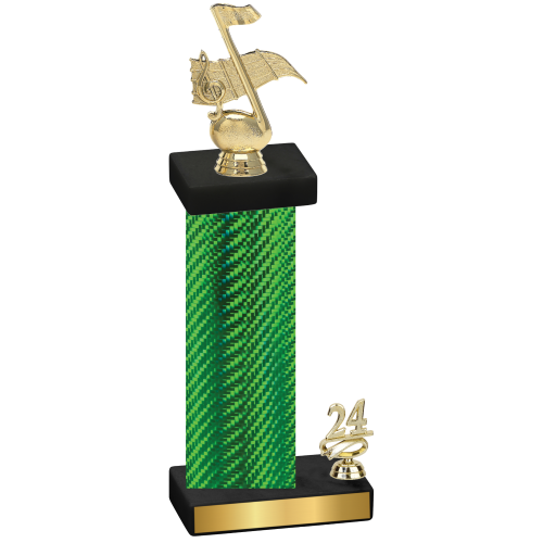 Accented Single Green Carbon Fiber Year Music Trophy