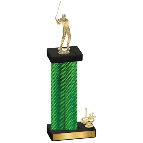 Accented Single Green Carbon Fiber First Place Golf Trophy