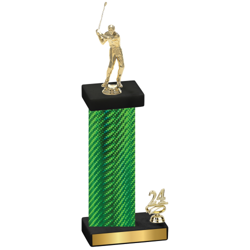 Accented Single Green Carbon Fiber Year Golf Trophy